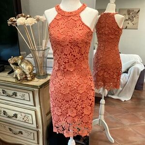 NWOT Lulu’s Coral Lace Dress